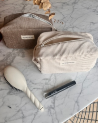 TROUSSE DE TOILETTE - Velours côtelé taupe