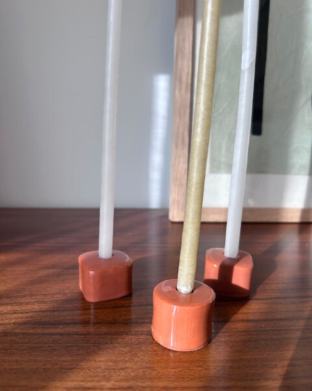 TRIO BOUGEOIRS CERAMIQUE TERRACOTTA TRIO BOUGEOIRS CERAMIQUE TERRACOTTA