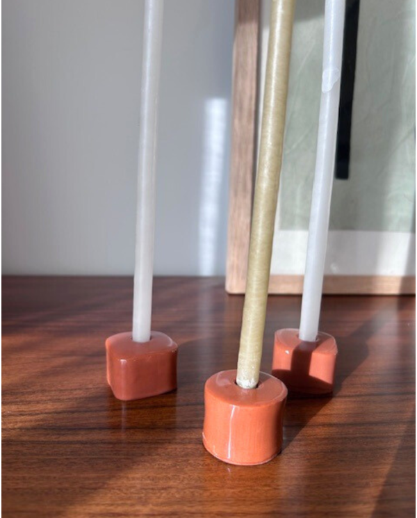 TRIO BOUGEOIRS CERAMIQUE TERRACOTTA