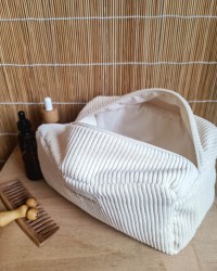 TROUSSE DE TOILETTE - Velours côtelé écru