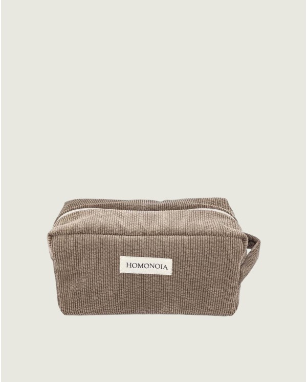 TROUSSE DE TOILETTE - Velours côtelé taupe